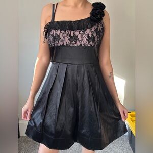 Y2K Whimsigoth Black Pink Lace Embroidery Floral Grunge Prom Punk TuTu Dress Sma